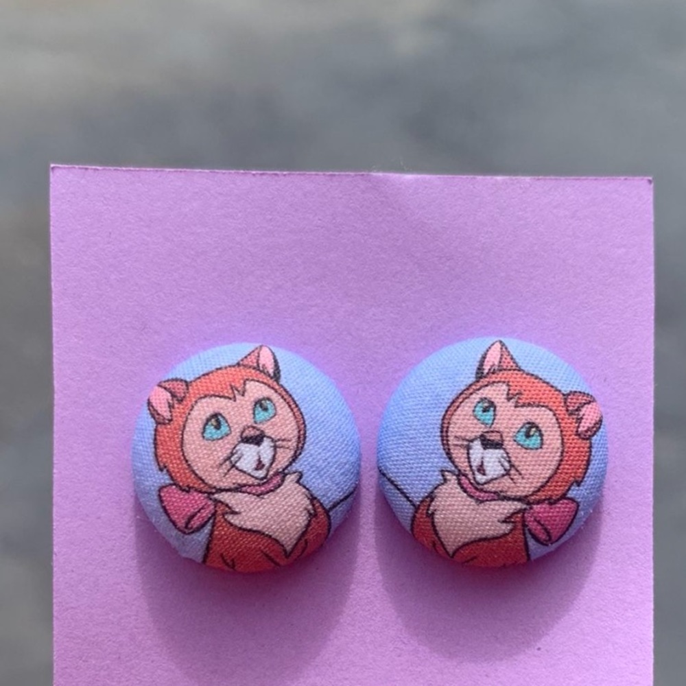 Disney inspired Alice in Wonderland Dinah vintage felt material earrings